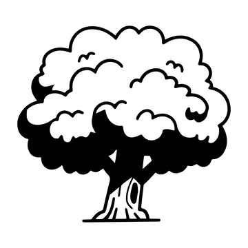 一颗大树黑白矢量插画