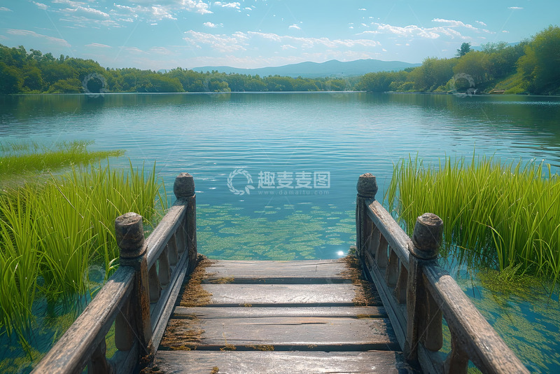 高清大图下载【趣麦麦图】栈桥湖边的景色
