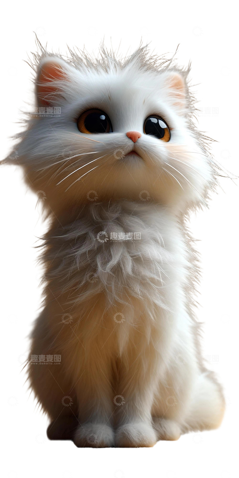 高清大图下载【趣麦麦图】可爱的毛毡白色猫咪