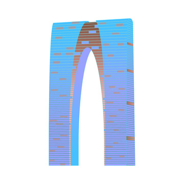 苏州东方之门大厦建筑线稿地标景点景观