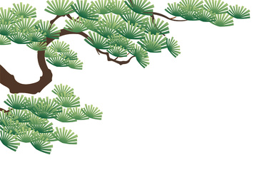 彩绘卡通松树树木树枝松枝松针树叶