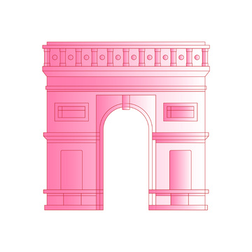 巴黎凯旋门建筑线稿地标纪念碑