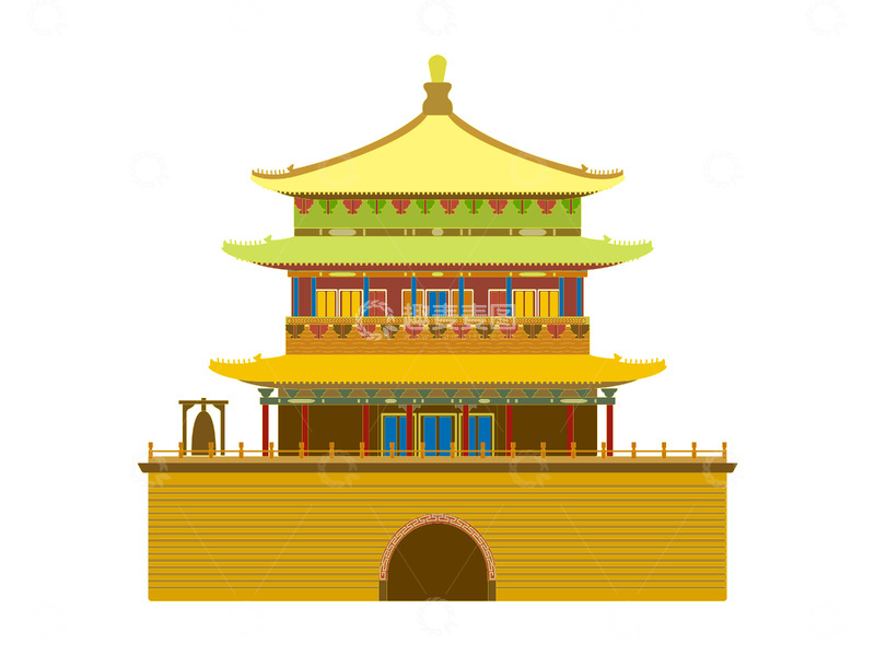 源文件下载【趣麦麦图】-城门城楼楼阁建筑线稿地标建筑物