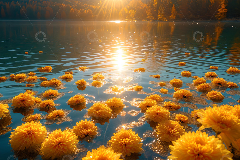 高清大图下载【趣麦麦图】秋天湖边的菊花 (3)