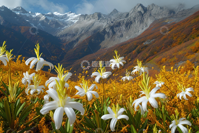 高清大图下载【趣麦麦图】秋天山坡上黄色的花 (2)