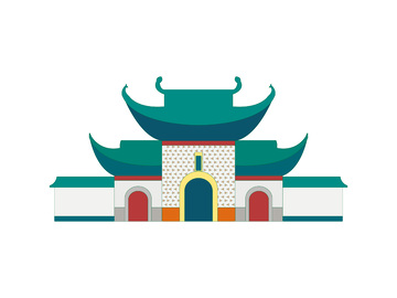 寺庙道观建筑线稿城门门楼地标建筑物