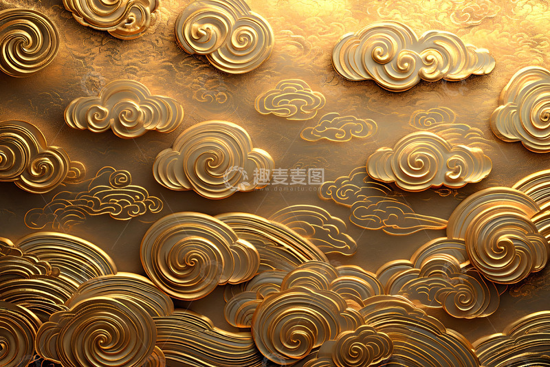 高清大图下载【趣麦麦图】金色祥云背景素材 (4)