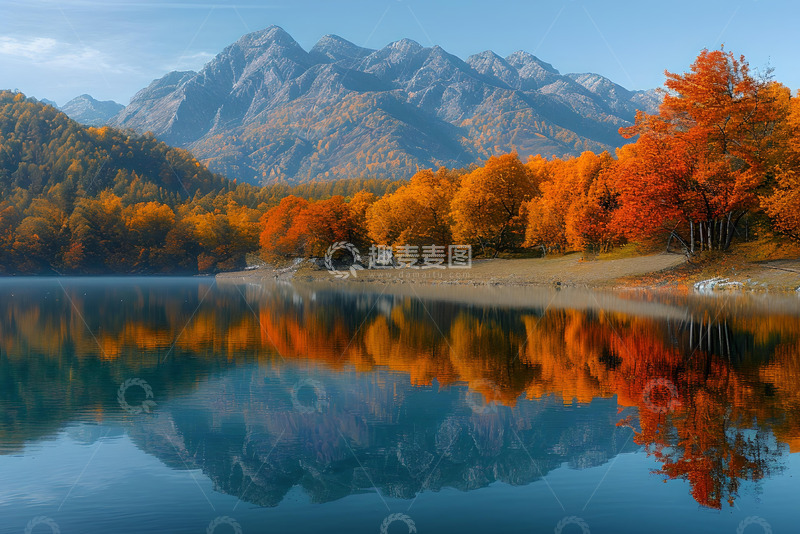 高清大图下载【趣麦麦图】秋天静谧的湖面 (2)