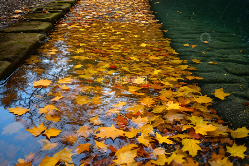 高清大图下载【趣麦麦图】秋日湖边的落叶 (2)