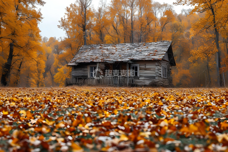 高清大图下载【趣麦麦图】落叶中的建筑 (2)