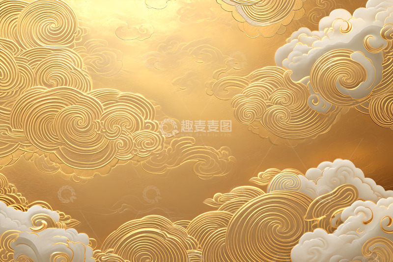 高清大图下载【趣麦麦图】金色祥云背景素材 (2)