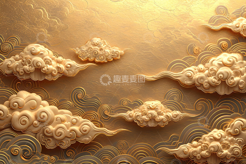 高清大图下载【趣麦麦图】金色祥云背景素材 (1)
