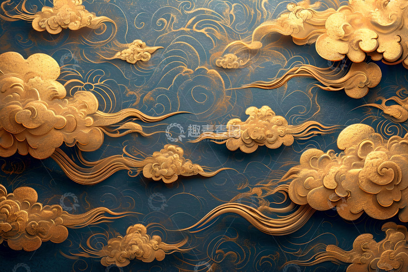 高清大图下载【趣麦麦图】金色祥云背景素材 (6)