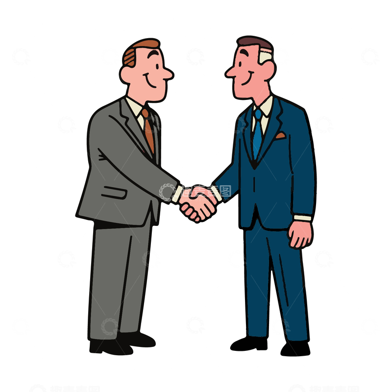 源文件下载【趣麦麦图】握手商务交易动作2