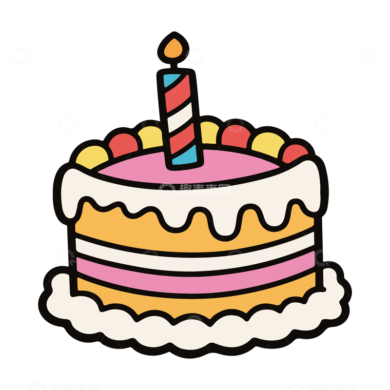 源文件下载【趣麦麦图】卡通生日蛋糕蜡烛