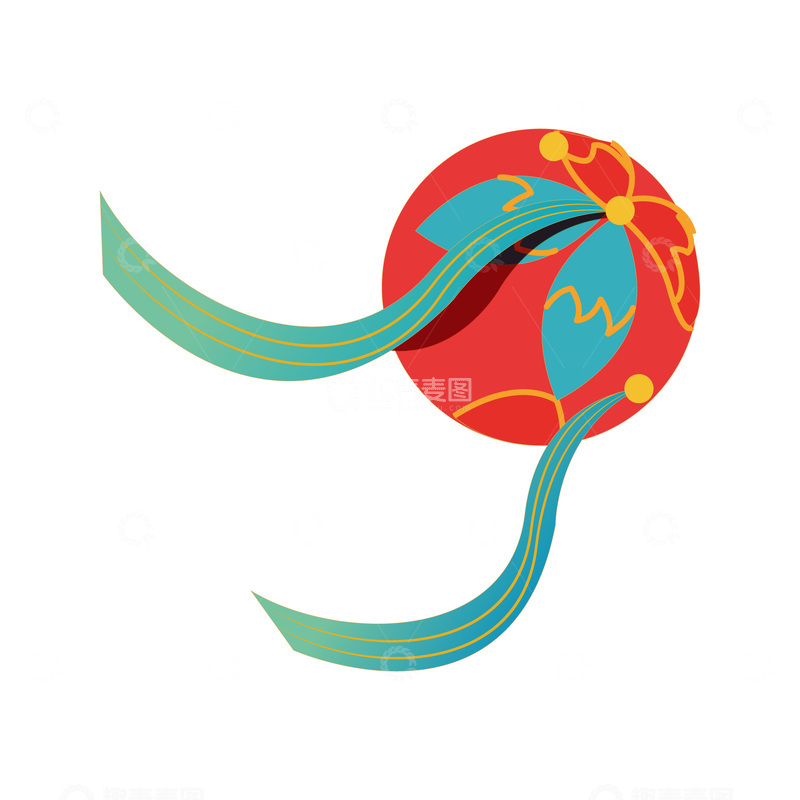源文件下载【趣麦麦图】-中国风元旦春节彩球绣球舞狮球