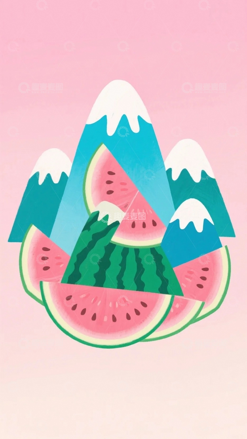 高清大图下载【趣麦麦图】创意插图清凉一夏西瓜海报-4