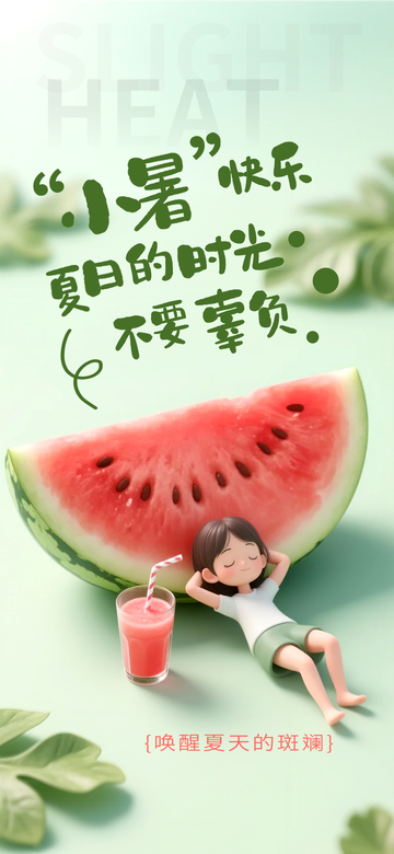 清新小暑手机海报
