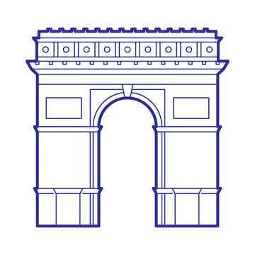 巴黎凯旋门纪念碑建筑线稿地标景点建筑物