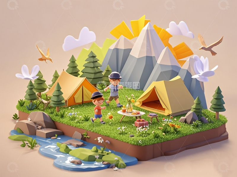 高清大图下载【趣麦麦图】-户外立体风格