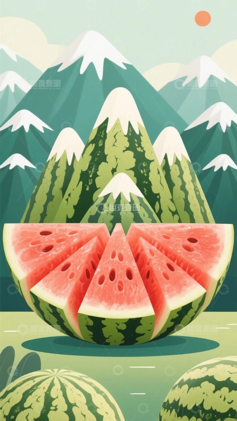 高清大图下载【趣麦麦图】创意插图清凉一夏西瓜海报-1