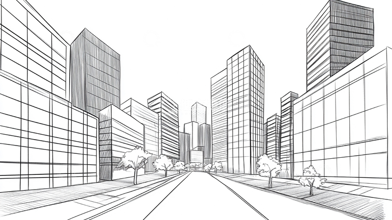 高清大图下载【趣麦麦图】城市未来线条画