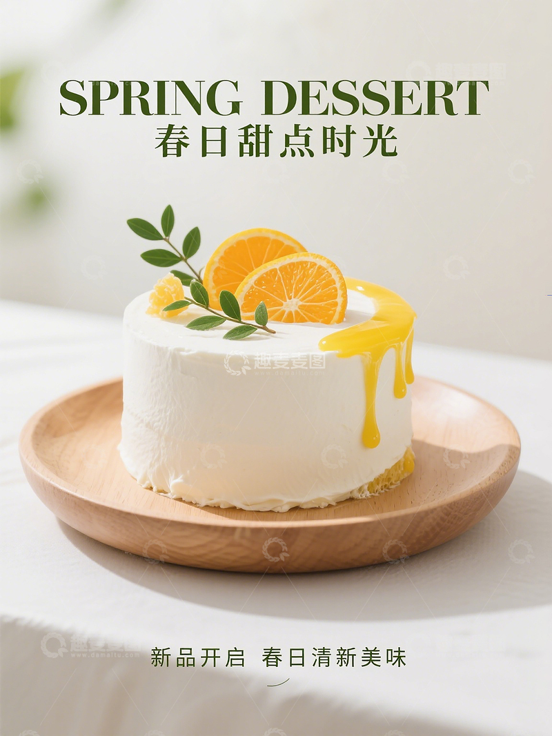 高清大图下载【趣麦麦图】美食清新简约氛围蛋糕甜点上新海报