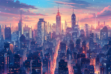 城市夜景插画 (6)