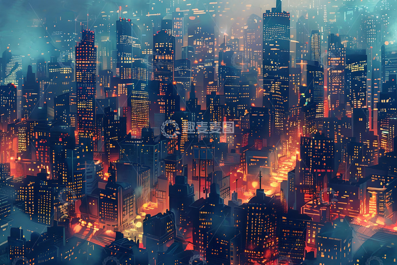 城市夜景插画 (8)