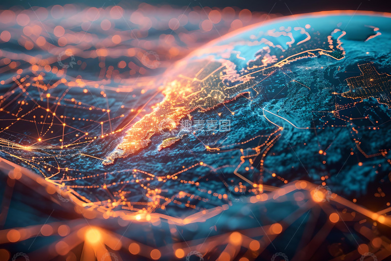 高清大图下载【趣麦麦图】抽象的地球概念互联网和大数据 (2)