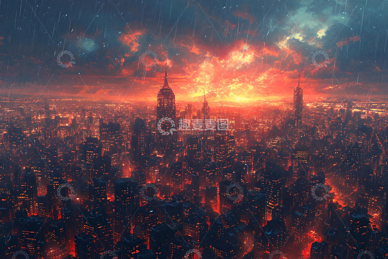 高清大图下载【趣麦麦图】城市夜景插画 (2)