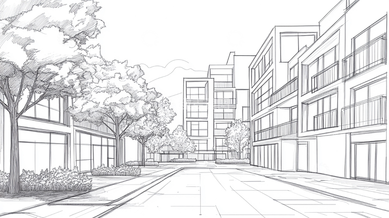 高清大图下载【趣麦麦图】安静的街道与高楼