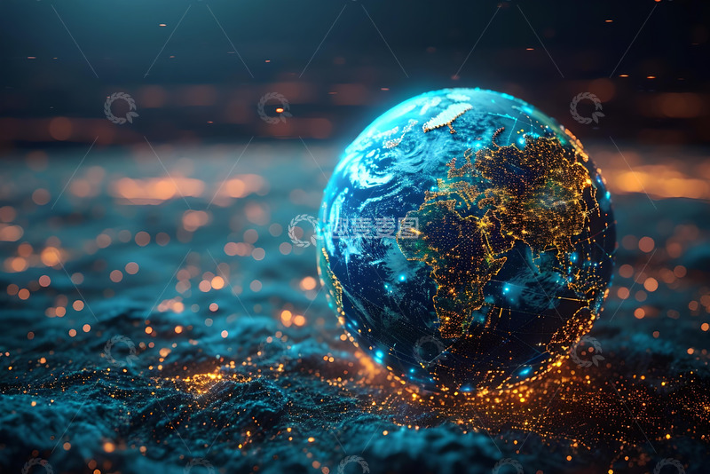高清大图下载【趣麦麦图】抽象的地球概念互联网和大数据 (3)