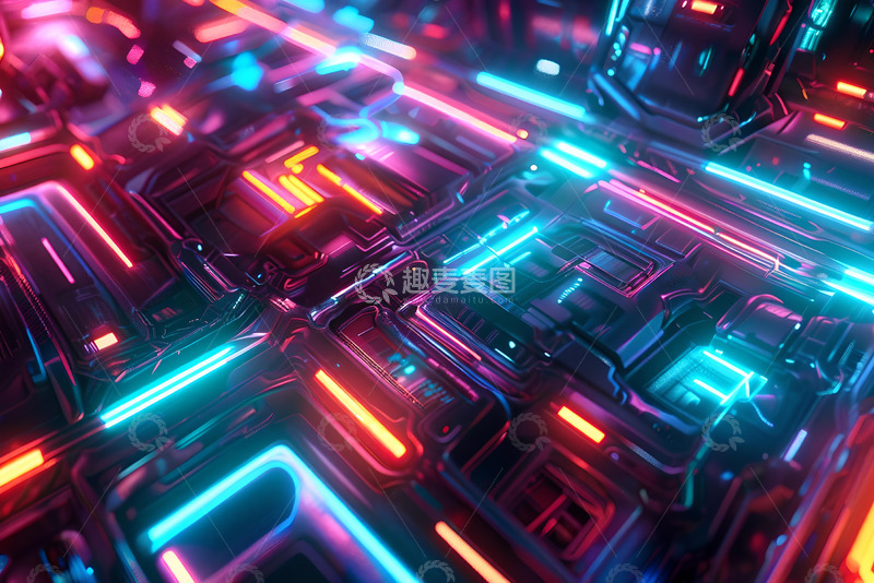 高清大图下载【趣麦麦图】霓虹灯科幻背景素材 (10)
