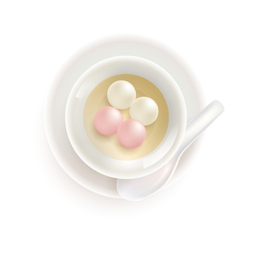 元宵节汤圆元宵瓷碗勺子托盘餐具