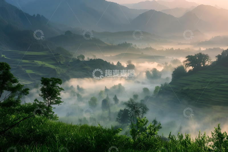 高清大图下载【趣麦麦图】雾蒙蒙的山林 (9)