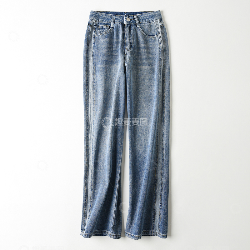 高清大图下载【趣麦麦图】实景拍摄牛仔裤直筒裤阔腿裤裤子女裤