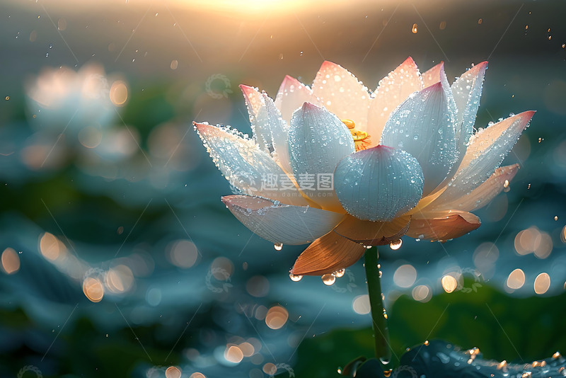 高清大图下载【趣麦麦图】极致的光感，白色的荷花苞 (1)