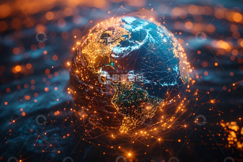 高清大图下载【趣麦麦图】抽象的地球概念互联网和大数据 (8)