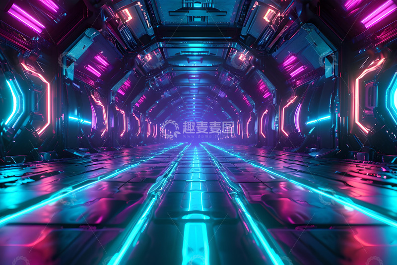 高清大图下载【趣麦麦图】霓虹灯科幻背景素材 (1)