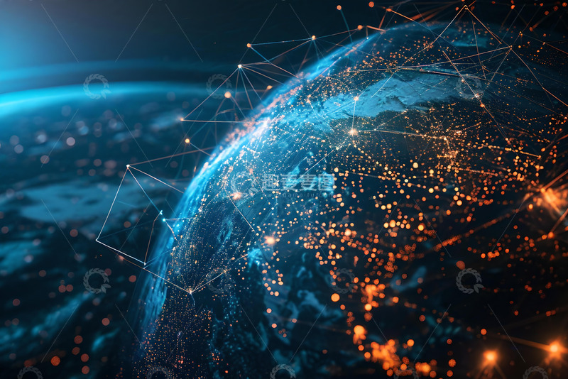 高清大图下载【趣麦麦图】抽象的地球概念互联网和大数据 (6)
