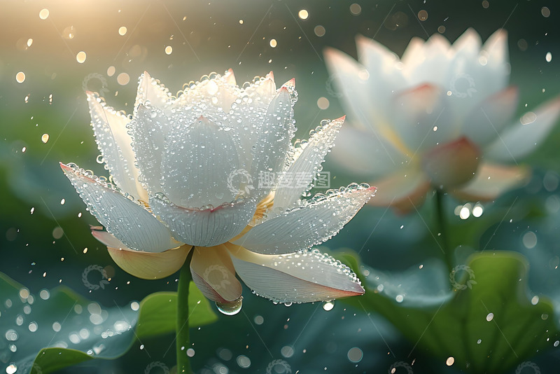 高清大图下载【趣麦麦图】极致的光感，白色的荷花苞 (2)