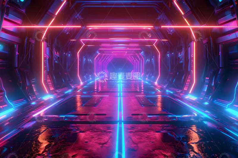高清大图下载【趣麦麦图】霓虹灯科幻背景素材 (2)