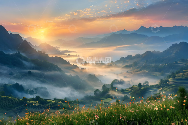 高清大图下载【趣麦麦图】雾蒙蒙的山林 (7)