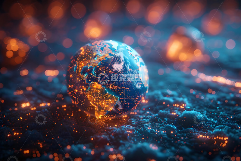 高清大图下载【趣麦麦图】抽象的地球概念互联网和大数据 (4)