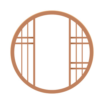 中国风圆窗环窗窗户窗棂建筑