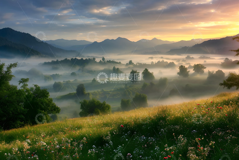 高清大图下载【趣麦麦图】雾蒙蒙的山林 (5)
