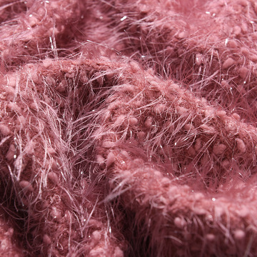 实景拍摄服装面料流苏绒毛针织布料