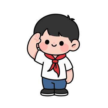 一个小学生敬礼