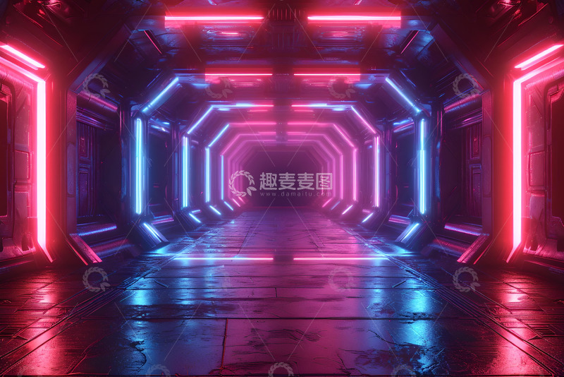 高清大图下载【趣麦麦图】霓虹灯科幻背景素材 (5)